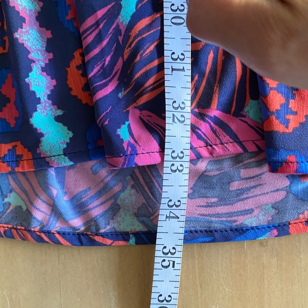 Tori Richard Tropical Print Mini Sundress Size S Blue Pink Stretch Summer Beach - Picture 9 of 9